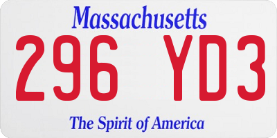 MA license plate 296YD3