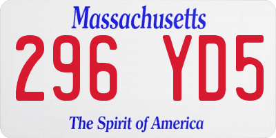 MA license plate 296YD5