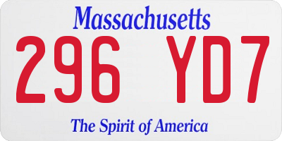 MA license plate 296YD7