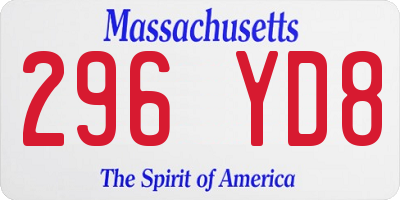 MA license plate 296YD8