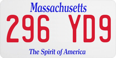 MA license plate 296YD9