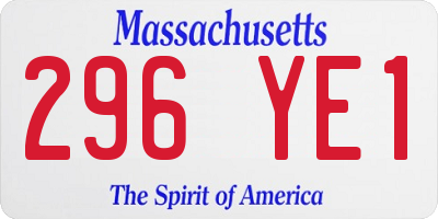 MA license plate 296YE1