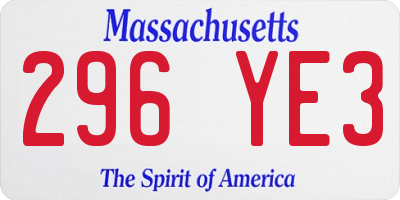 MA license plate 296YE3