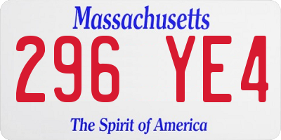 MA license plate 296YE4