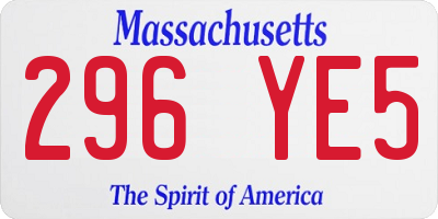 MA license plate 296YE5