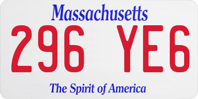 MA license plate 296YE6