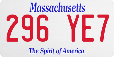 MA license plate 296YE7
