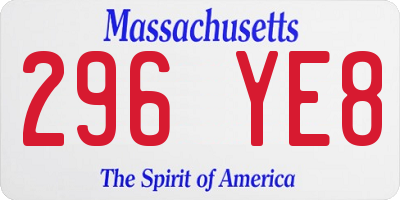 MA license plate 296YE8