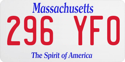 MA license plate 296YF0