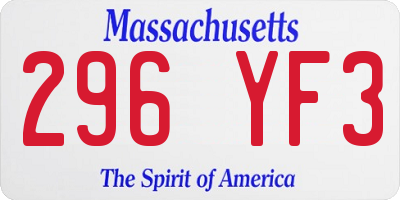 MA license plate 296YF3