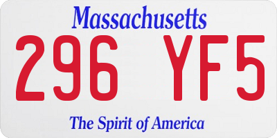 MA license plate 296YF5