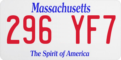 MA license plate 296YF7