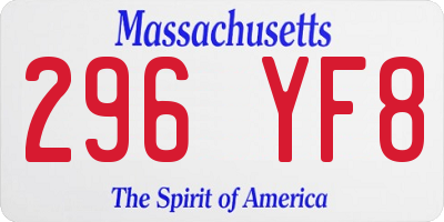 MA license plate 296YF8