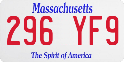 MA license plate 296YF9
