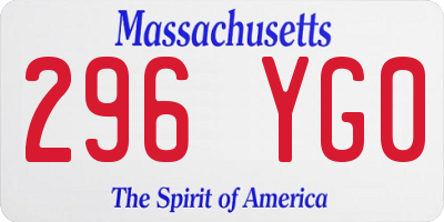 MA license plate 296YG0