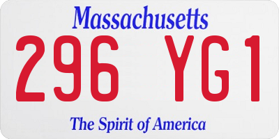 MA license plate 296YG1