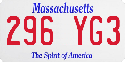 MA license plate 296YG3