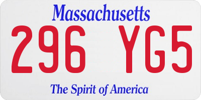 MA license plate 296YG5