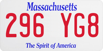 MA license plate 296YG8