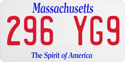 MA license plate 296YG9