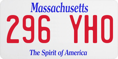 MA license plate 296YH0