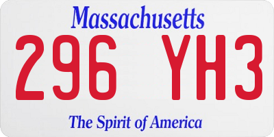 MA license plate 296YH3