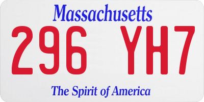 MA license plate 296YH7