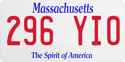 MA license plate 296YI0