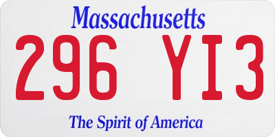 MA license plate 296YI3