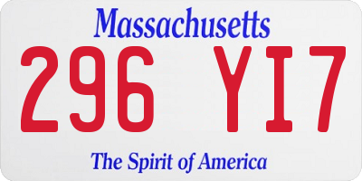 MA license plate 296YI7