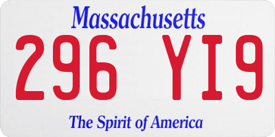 MA license plate 296YI9