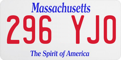 MA license plate 296YJ0