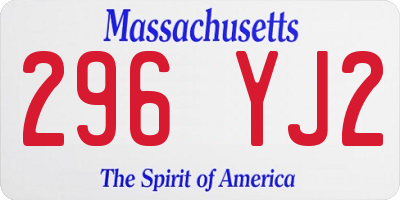 MA license plate 296YJ2