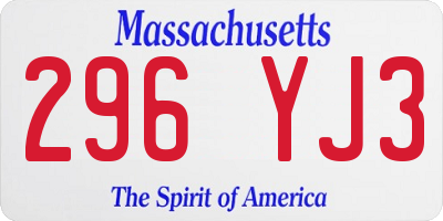 MA license plate 296YJ3