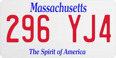 MA license plate 296YJ4