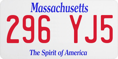 MA license plate 296YJ5