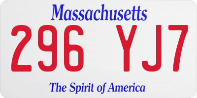 MA license plate 296YJ7