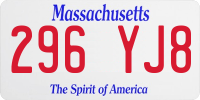 MA license plate 296YJ8
