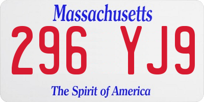 MA license plate 296YJ9