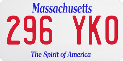 MA license plate 296YK0