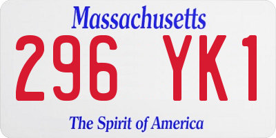 MA license plate 296YK1