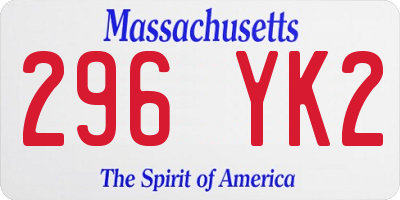 MA license plate 296YK2