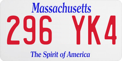 MA license plate 296YK4