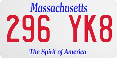 MA license plate 296YK8
