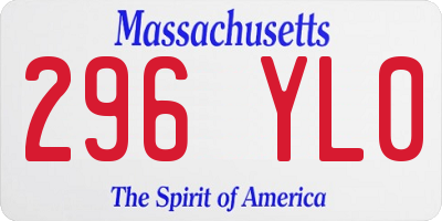 MA license plate 296YL0