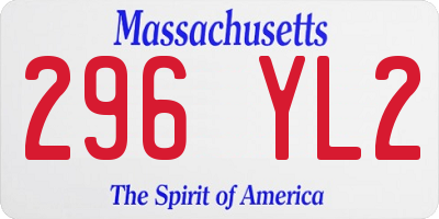 MA license plate 296YL2