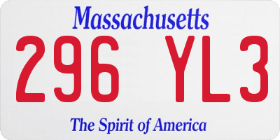 MA license plate 296YL3