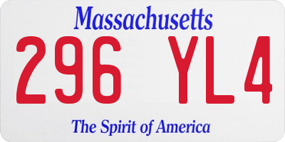 MA license plate 296YL4