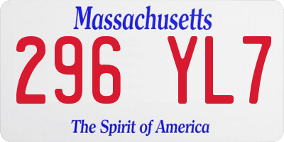 MA license plate 296YL7