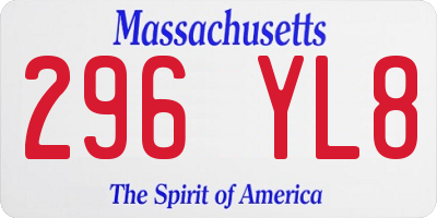 MA license plate 296YL8